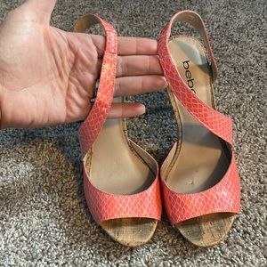 Coral colored Bebe heels size 7